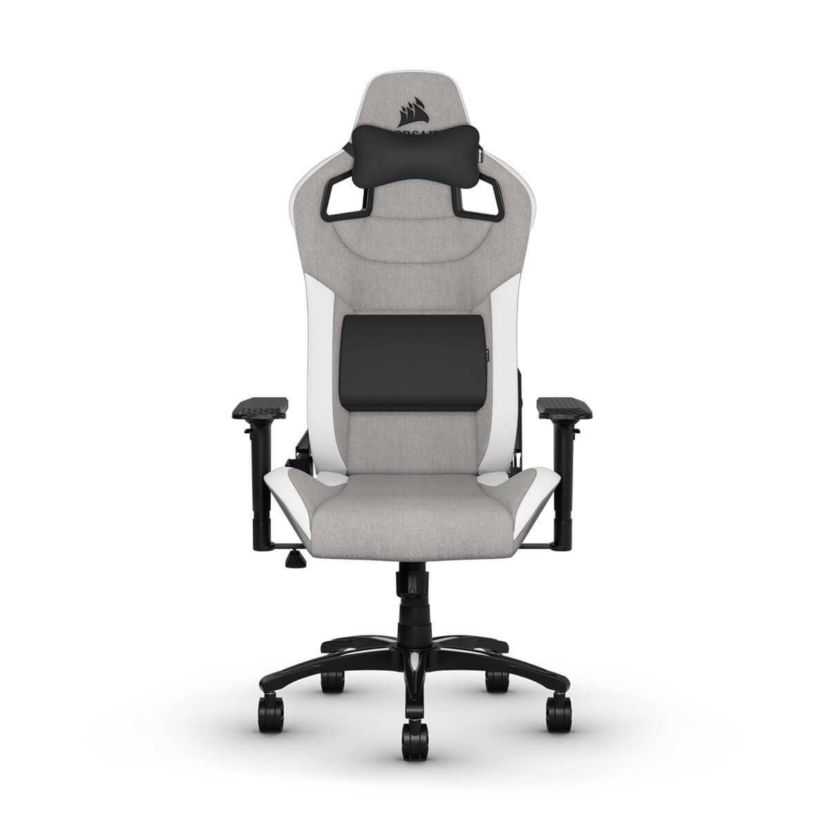 Corsair T3 RUSH Fabric Gaming Chair - Ergonomic Gray/White Computer Chair for PC & Console Gamers - Perfect for Esports, Streaming & Home Office Use
