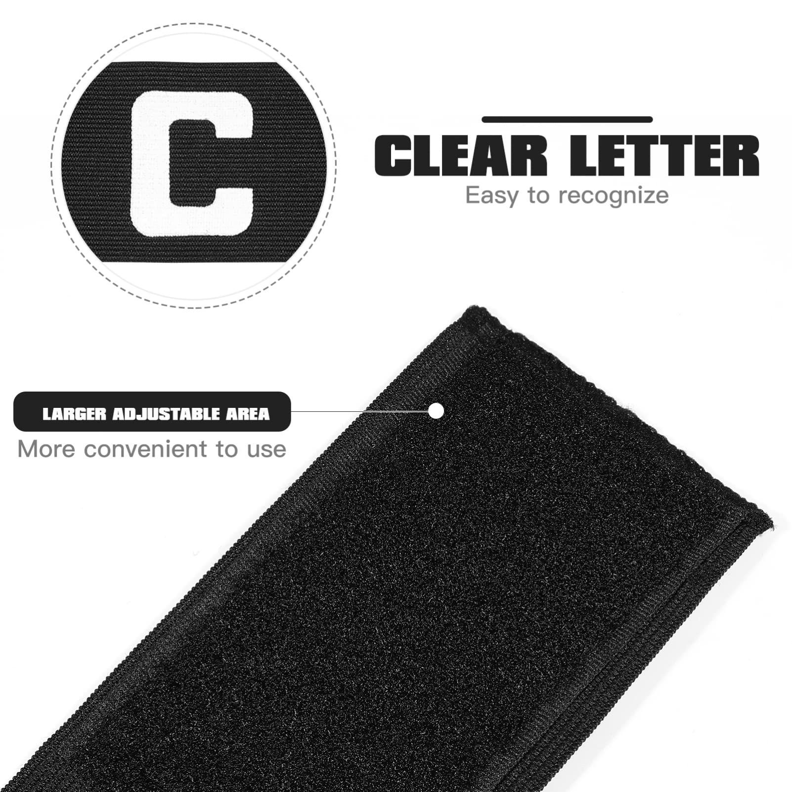 LIOOBO Football Captain Armband - Adjustable Black Soccer Arm Band for Team Sports, Training & Matches - Durable Sports Accessories for Players, Coaches & Referees (1PC) - Perfect for Football, Soccer, Rugby & School Sports Events