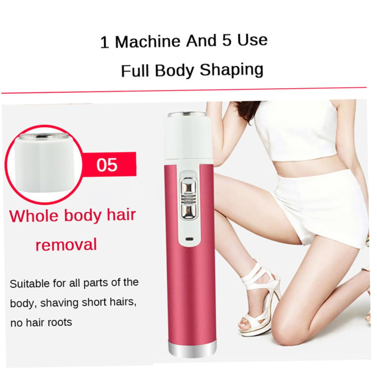 Baluue Rechargeable Electric Epilator & Hair Trimmer for Women - Portable Bikini, Face & Body Hair Removal Device with ABS Rosy Design - Perfect for Travel, Gym & Home Use