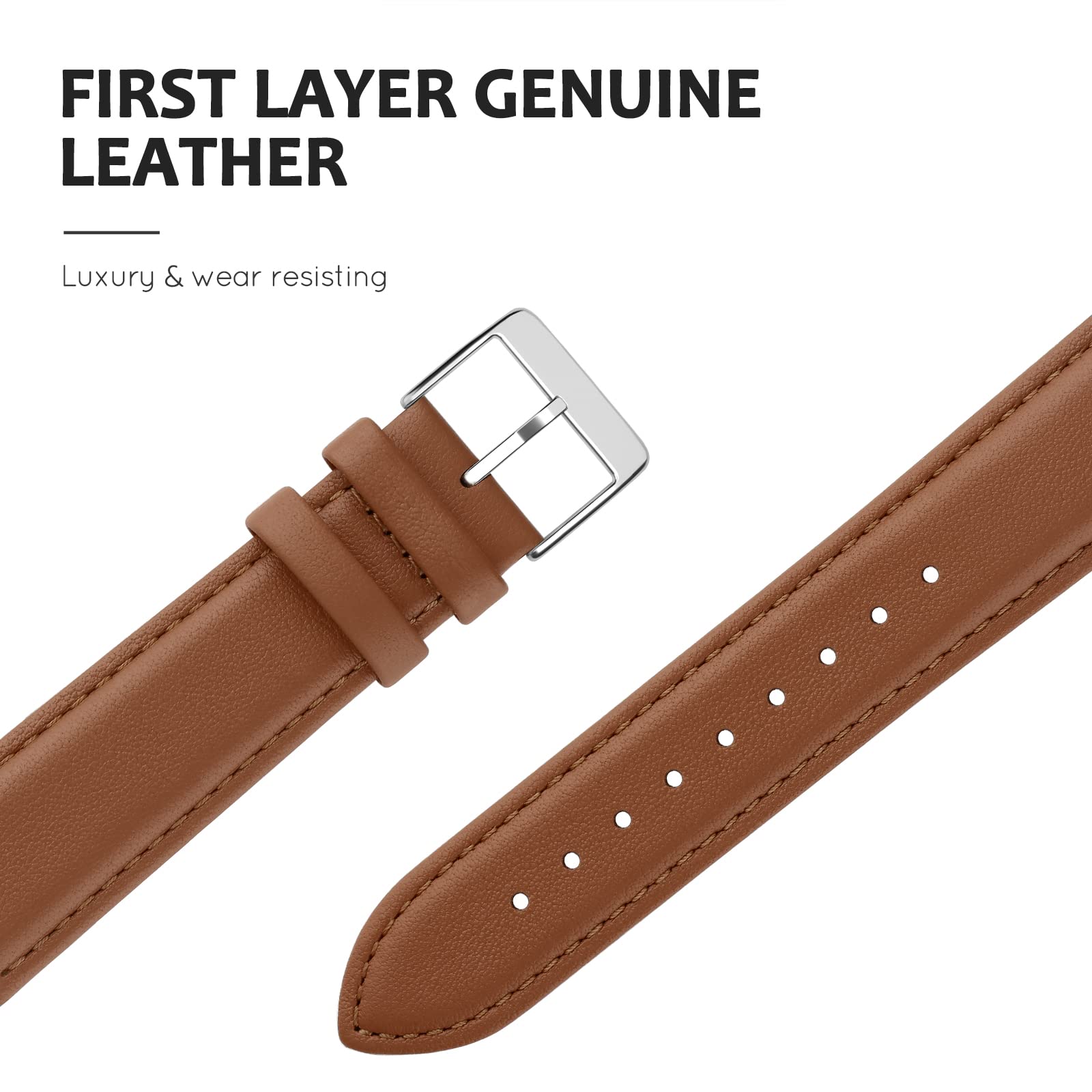Genuine Leather Band for Apple Watch Series 10/9/8/7/6/5/4/3/2/1/SE - Soft Replacement Strap Compatible with 38mm 40mm 41mm 42mm iWatch - Women's Fashion Accessory for Workout, Office & Daily Wear