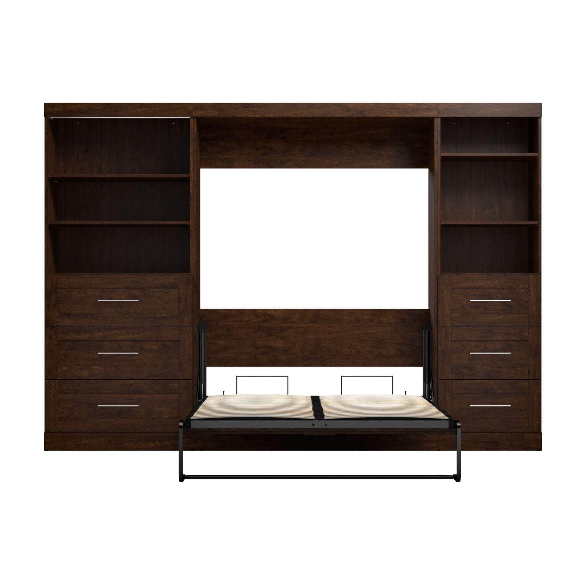 Pur Full Murphy Wall Bed with 2 Storage Units & Drawers (120 Inch) - 5 Color Options | Space-Saving Wall Bed for Small Apartments & Guest Rooms