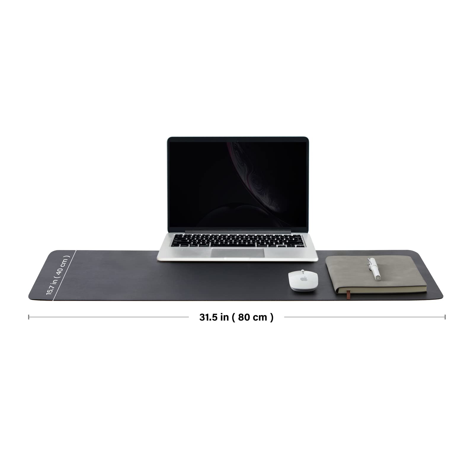 Premium Cork Desk Mat - Dual-Sided Office & Home Desk Pad - Large 80x40cm Mouse Pad - Eco-Friendly & Non-Slip for Workstations, Writing, Gaming & Home Office Organization (Black)