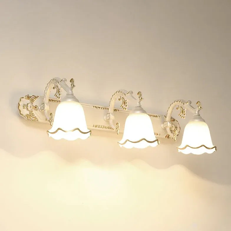 French Carving Glass Bathroom Wall Lights - Elegant Vanity Sconce for Modern Bathroom Decor | Perfect for Powder Room, Spa, and Master Bath Lighting