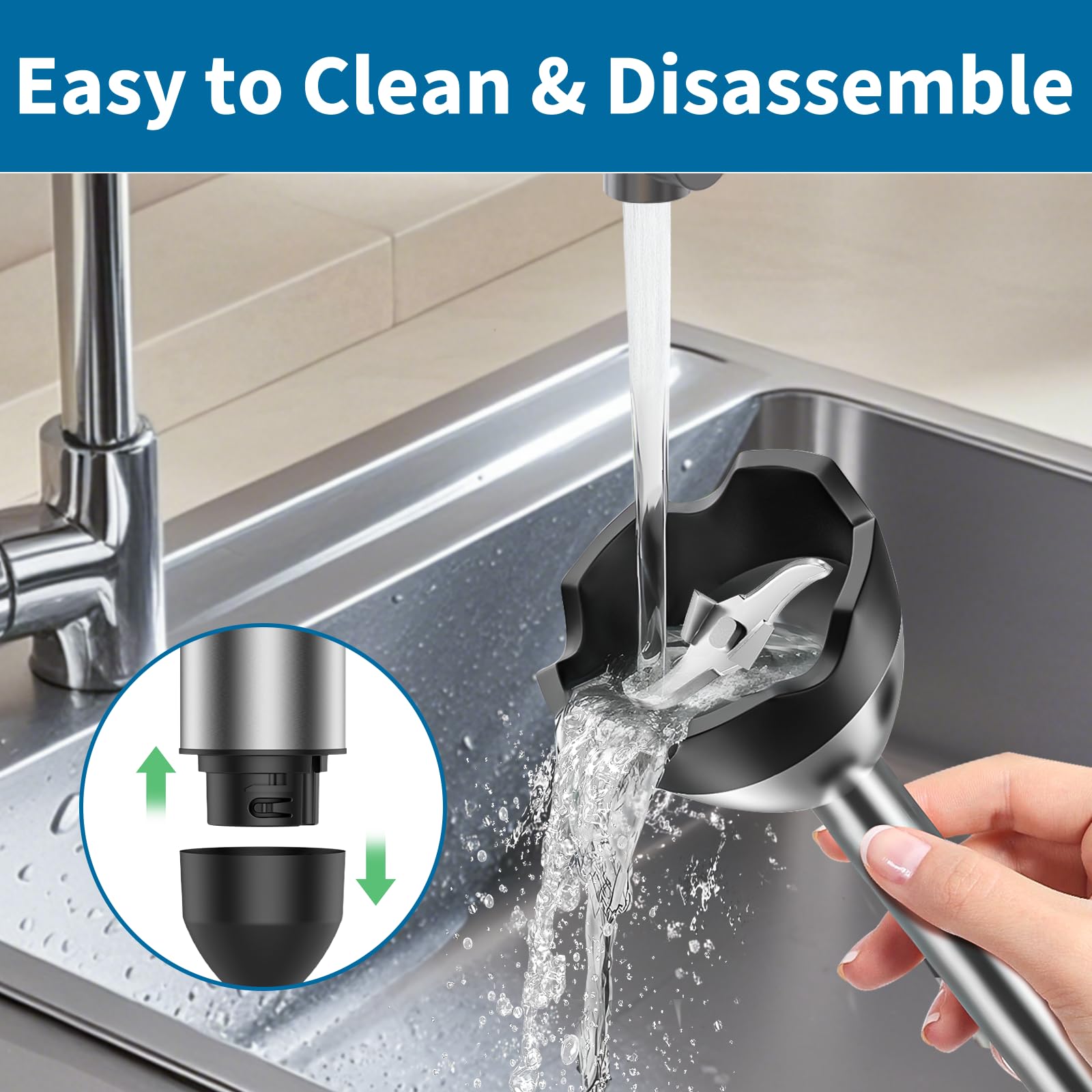 LINKChef 800W 4-in-1 Immersion Blender Handheld with Titanium Steel Blades, 20 Speeds & Turbo Mode - Includes Whisk & Food Processor - Perfect for Smoothies, Soups, Sauces & Baby Food