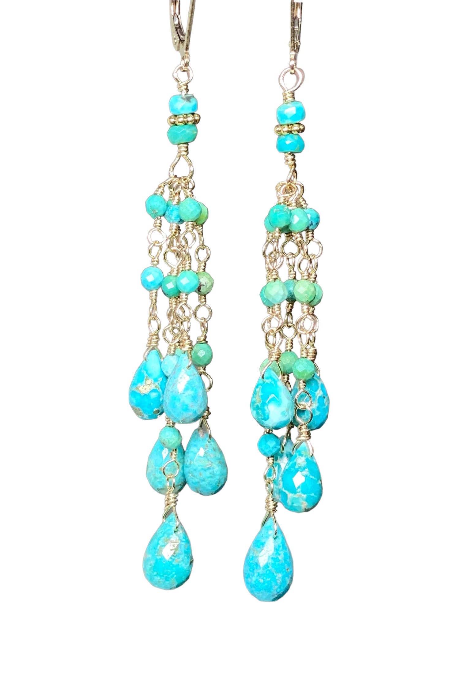 Turquoise Tassel Earrings - Gold Long Boho Dangle Earrings for Women | Handmade Statement Jewelry for Parties, Weddings & Everyday Wear