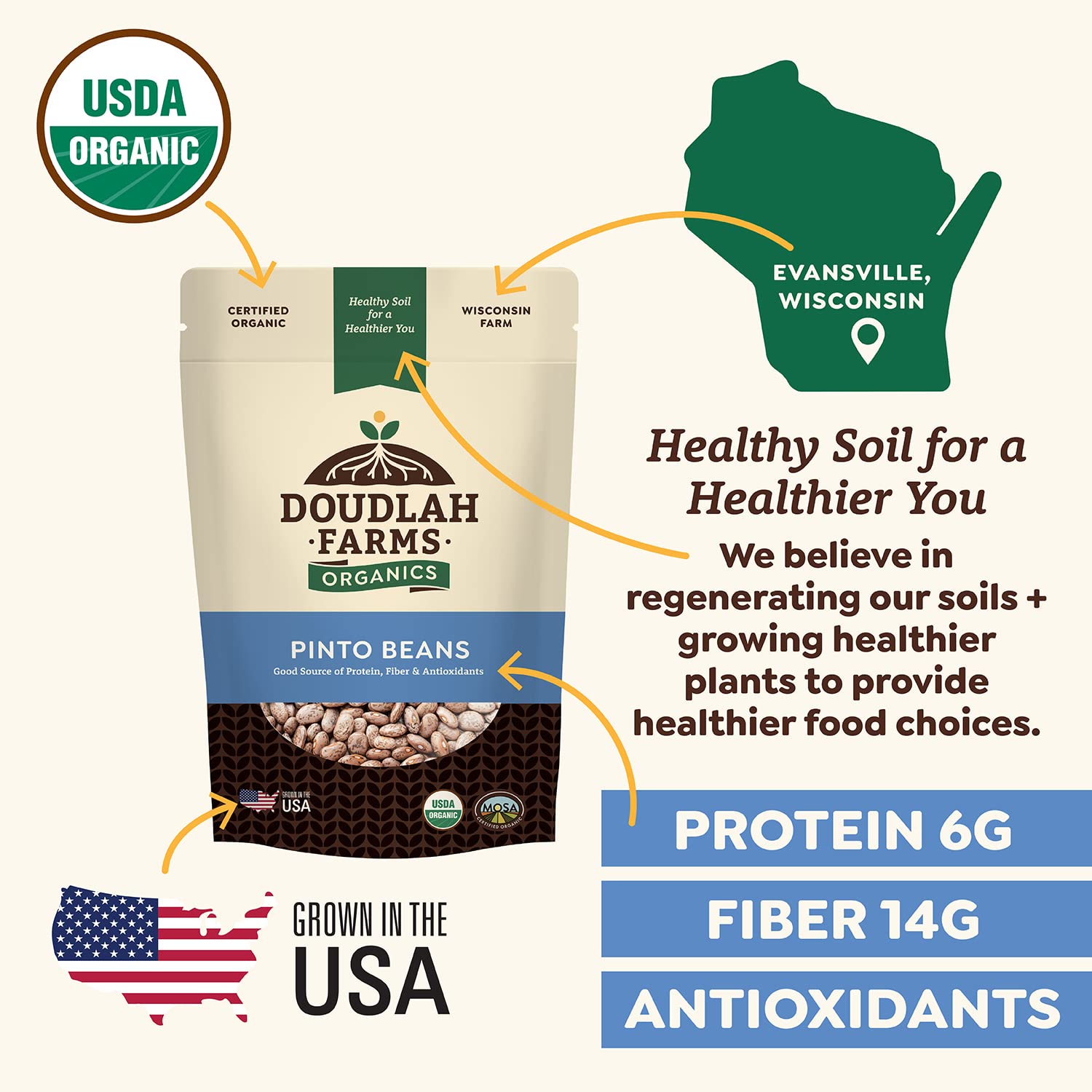 Organic Dried Pinto Beans 25lb Bulk - Non-GMO, Vegan, Grown in USA | High Fiber & Protein | Certified Clean | Regenerative Soil Farming | Perfect for Soups, Burritos, Salads, Chili, Meal Prep & Healthy Cooking