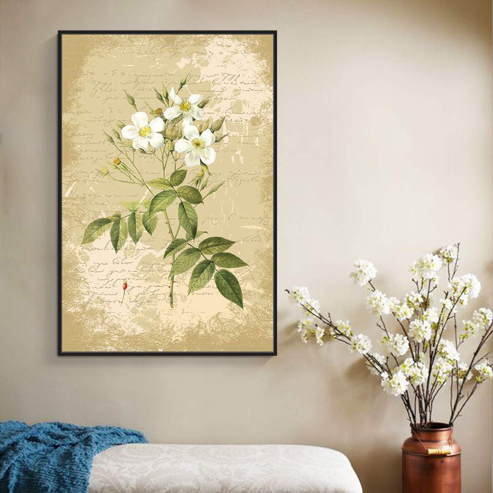 Floating Framed Canvas Wall Art - Retro Flower Print for Living Room & Bedroom Decor - Ready to Hang 24x36 Inches - Perfect for Home, Office & Apartment Wall Decoration