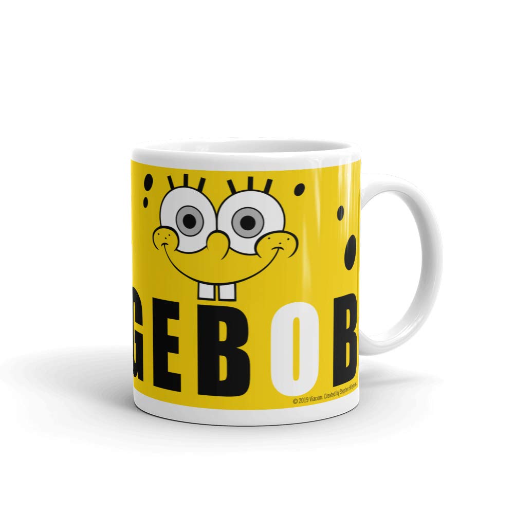 Official SpongeBob SquarePants 11oz Coffee Mug - Cartoon Character Ceramic Cup for Hot & Cold Drinks - Perfect for Home, Office, or Gift Giving