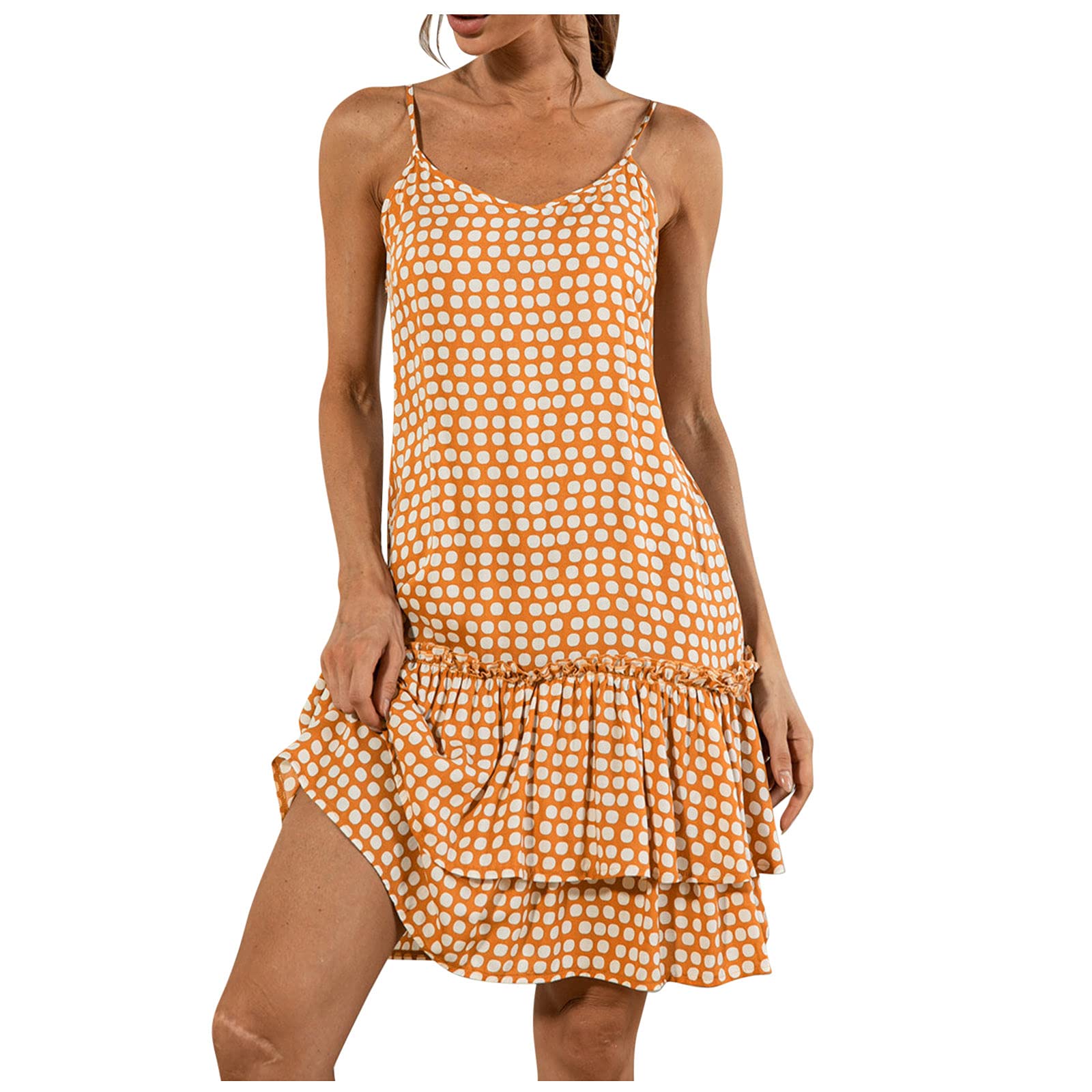 Sexy Ruffle Suspender Mini Dress for Women - Summer Polka Dot Party Dress, Clubwear, Date Night Outfit, Casual Wear