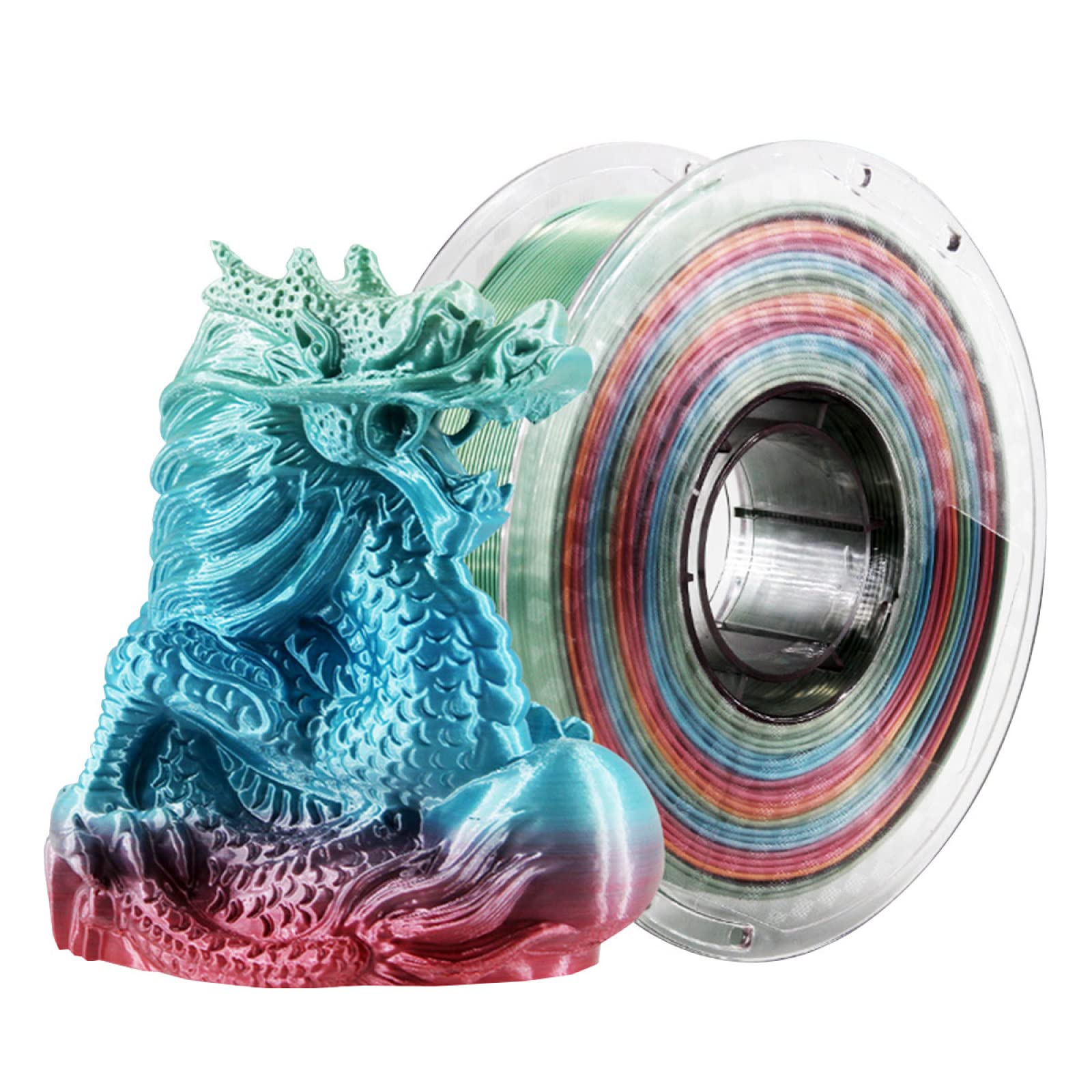 Iridescent Silk PLA 3D Printer Filament - 1.75mm Diameter ±0.02mm, 1kg Spool (340m) - Multicolor Gradient for 3D Printing Pens & Printers - Perfect for Cosplay Props, Home Decor & DIY Craft Projects