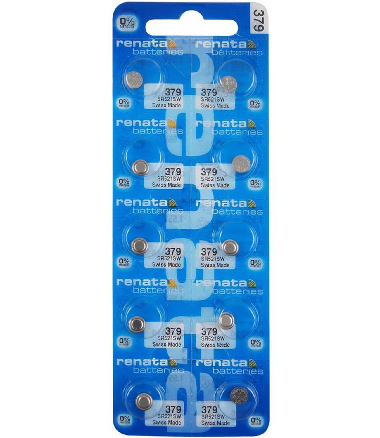 Renata 379 SR521SW 1.55V Silver Oxide Watch Batteries (10-Pack) - Long-Lasting Power for Watches, Calculators & Small Electronics - Perfect Replacement for Timex, Casio & More