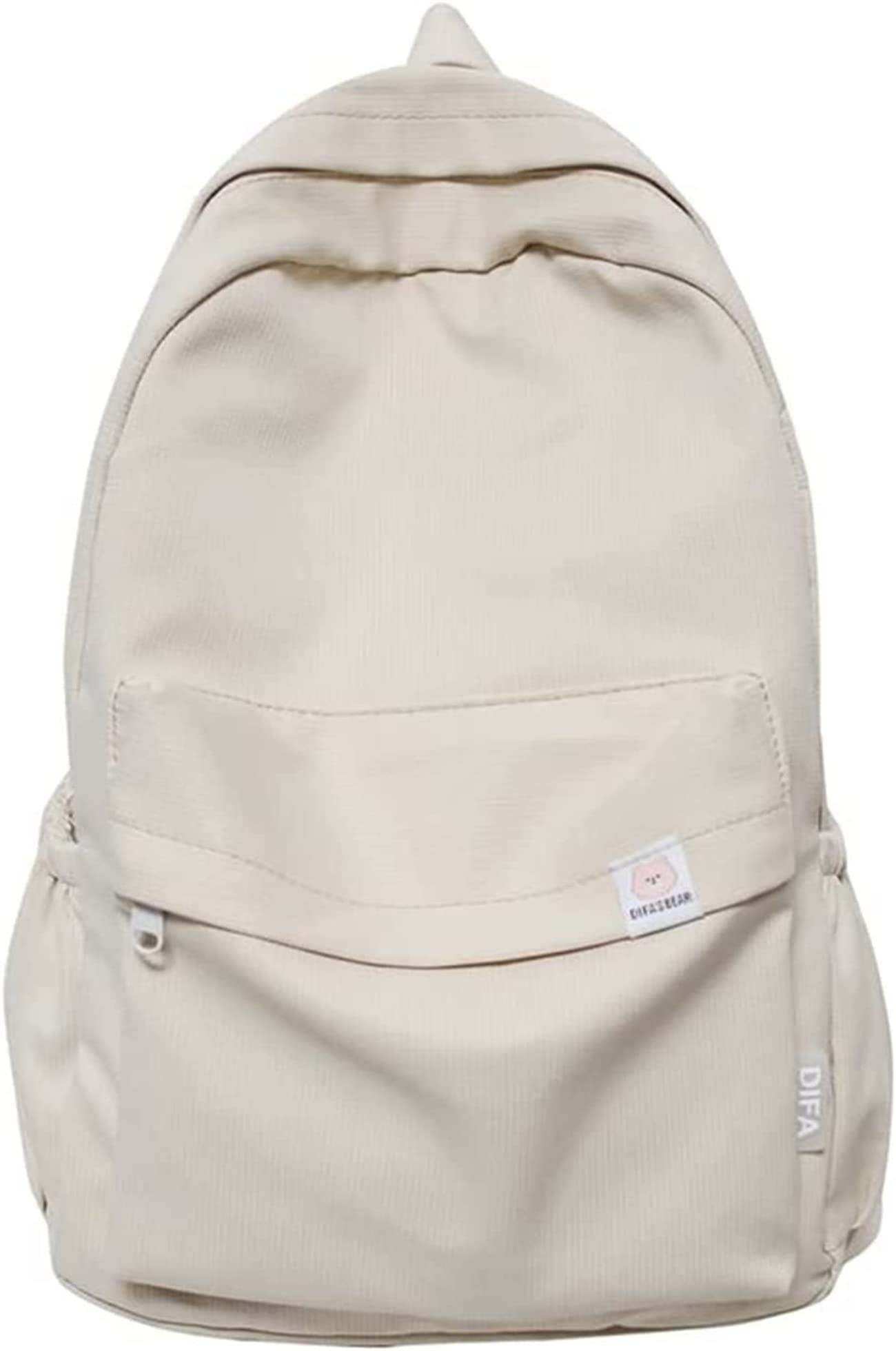 Difa Bear Backpack - Kawaii Cute Aesthetic Sage Green Rucksack with Large Capacity for School, Travel & Daily Use (White)
