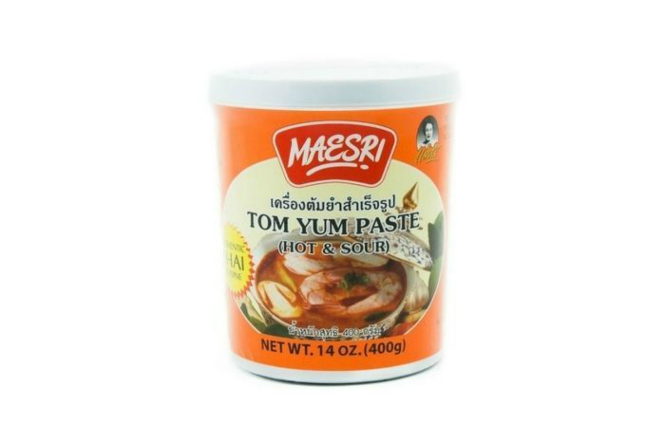 Authentic Maesri Tom Yum Paste - Thai Hot & Sour Soup Base, 14oz - Perfect for Thai Curry, Noodle Soup & Seafood Dishes