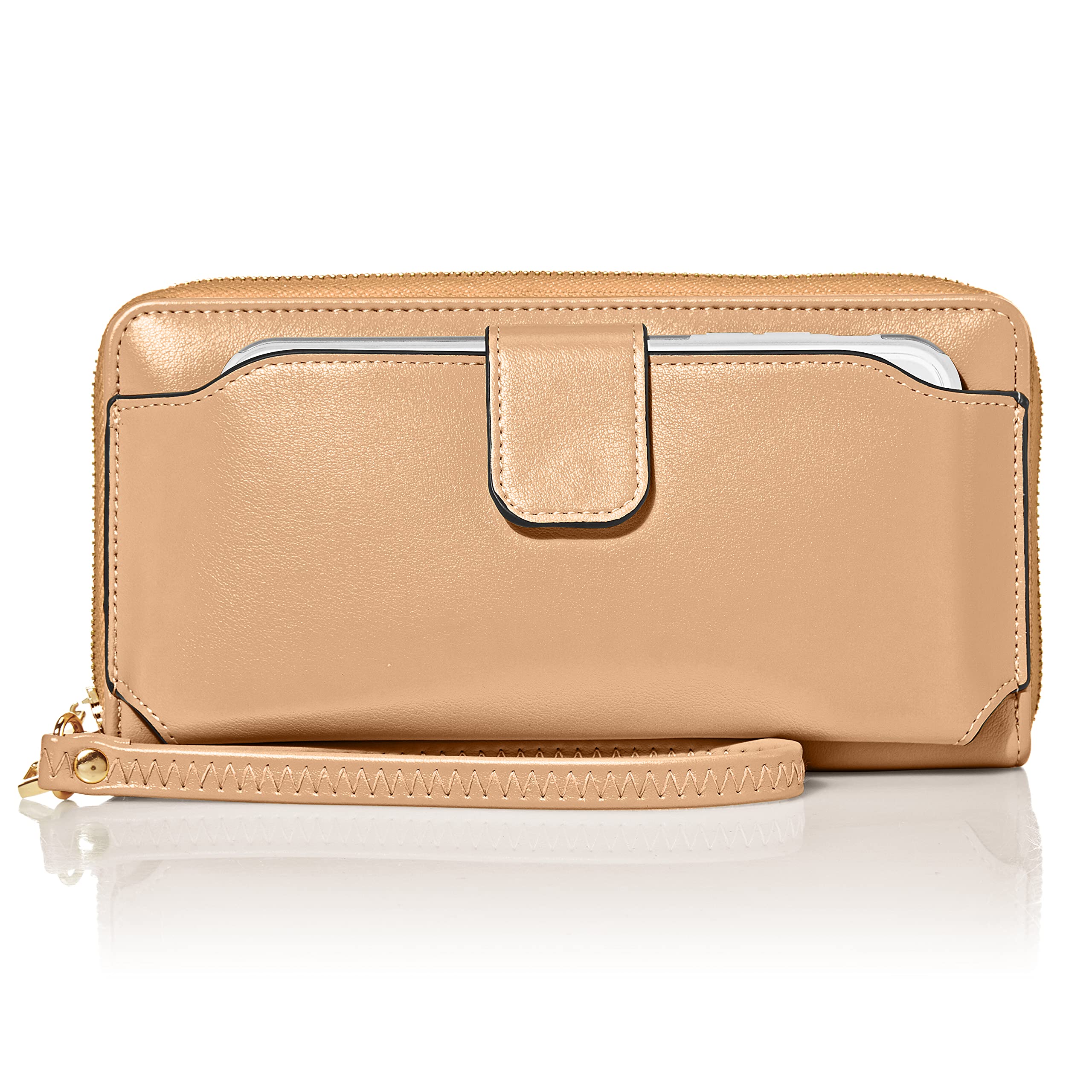 Amazon Essentials Women’s RFID Blocking Wristlet Wallet - Slim Crossbody Clutch with Card Slots & Zipper Pocket - Perfect for Travel, Shopping & Everyday Use