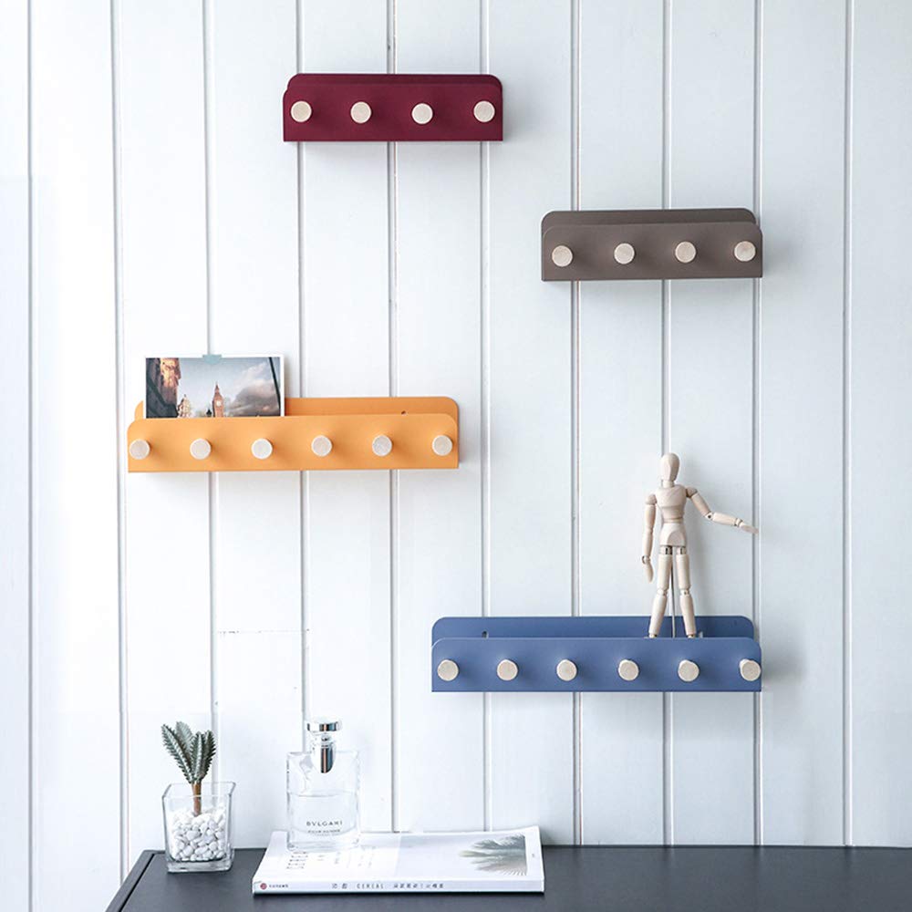 Sturdy No-Drill Wall Hook Rack - Strong Adhesive Door Hanger for Coats, Hats & Bags (Red/Yellow/Blue/Earth Tone, 21.85-335cm) - Perfect for Small Spaces, Apartments & Dorm Room Organization