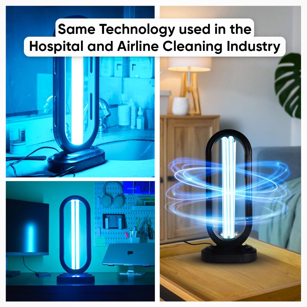Swissklip UV-C Light Sanitizer for Home - Portable Disinfection Device for Dust Mites, Mold & Germs - 4 Speed Settings - Ideal for Bedrooms, Kitchens & Travel Use