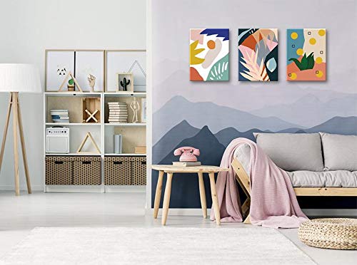 Set of 3 Mid Century Modern Abstract Wall Art Canvas Prints - Gallery Wrapped Home & Office Decor for Living Room, Bedroom, Dining Room - Ready to Hang