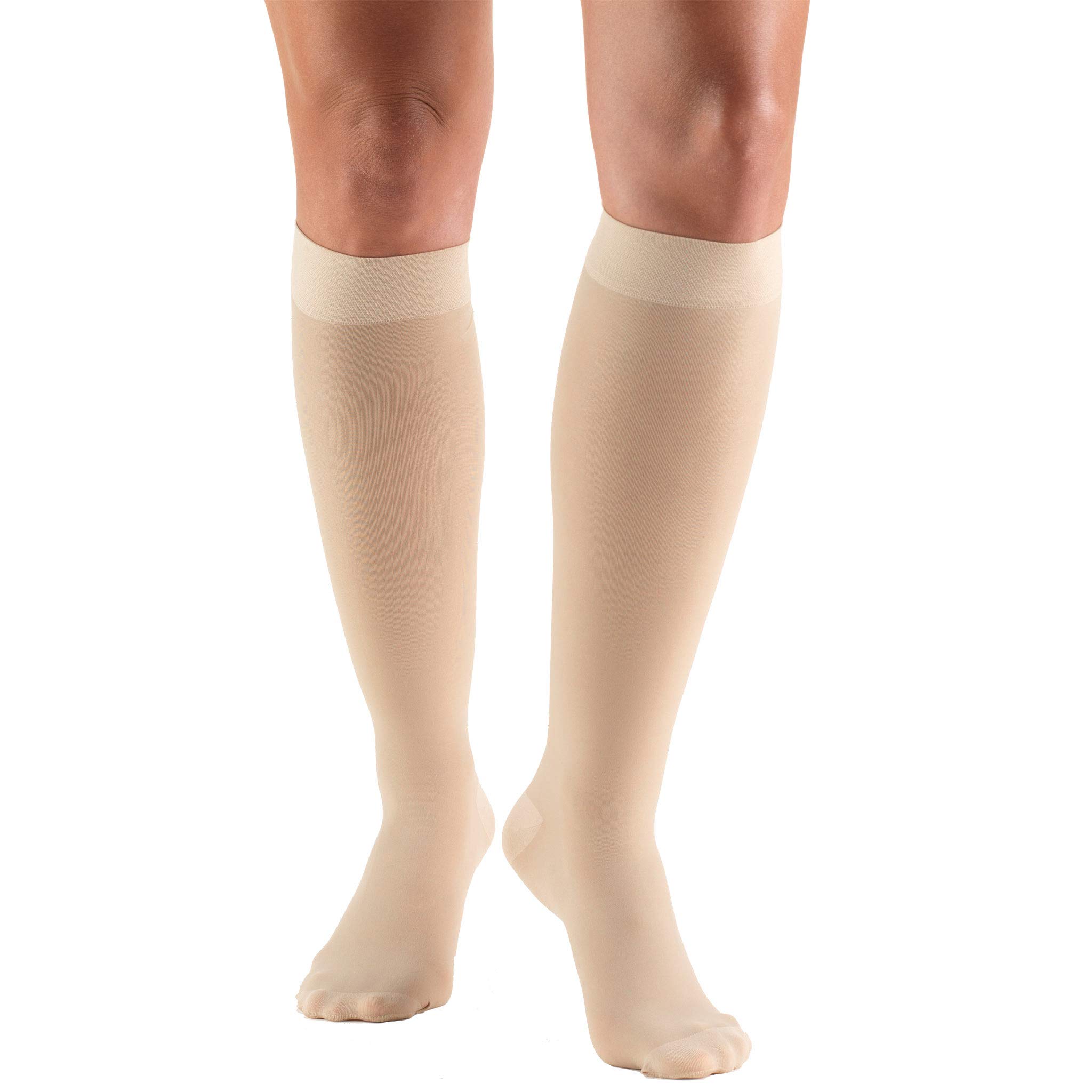 Truform Sheer Compression Stockings 30-40 mmHg for Women - Knee High Support Stockings, 30 Denier Nude Color, Large Size - Perfect for Varicose Vein Relief & Travel Comfort
