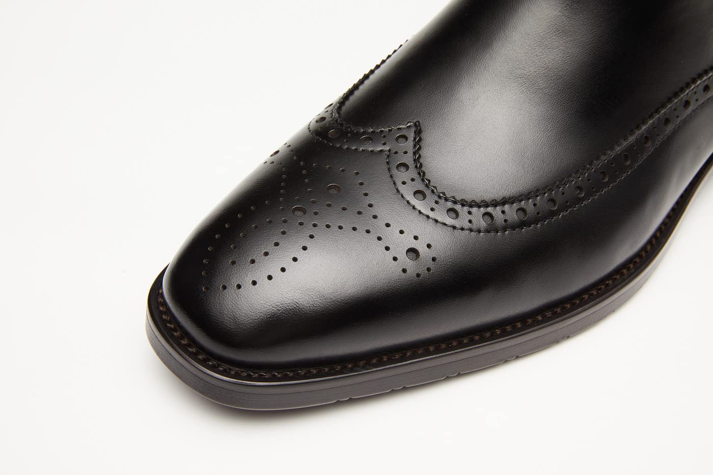 Santimon Men's Genuine Leather Chelsea Boots - Business Casual & Formal Dress Ankle Boots with Wingtip Design - Perfect for Office, Weddings & Night Out