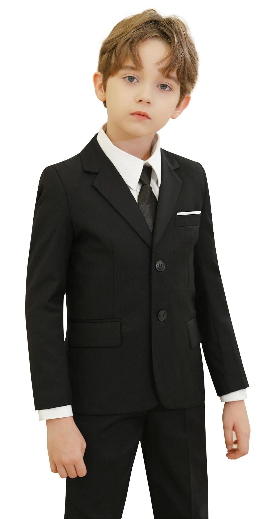 ROELAID Boys Slim Fit 7-Piece Formal Suit Set | Lightweight Kids Blazer & Dress Pants | Wedding, Party & Special Occasion Outfit for Boys