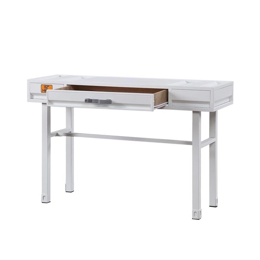 Acme White Cargo Vanity Desk with Mirror - Perfect for Bedroom Makeup & Dressing Table, Home Office, and Small Space Organization