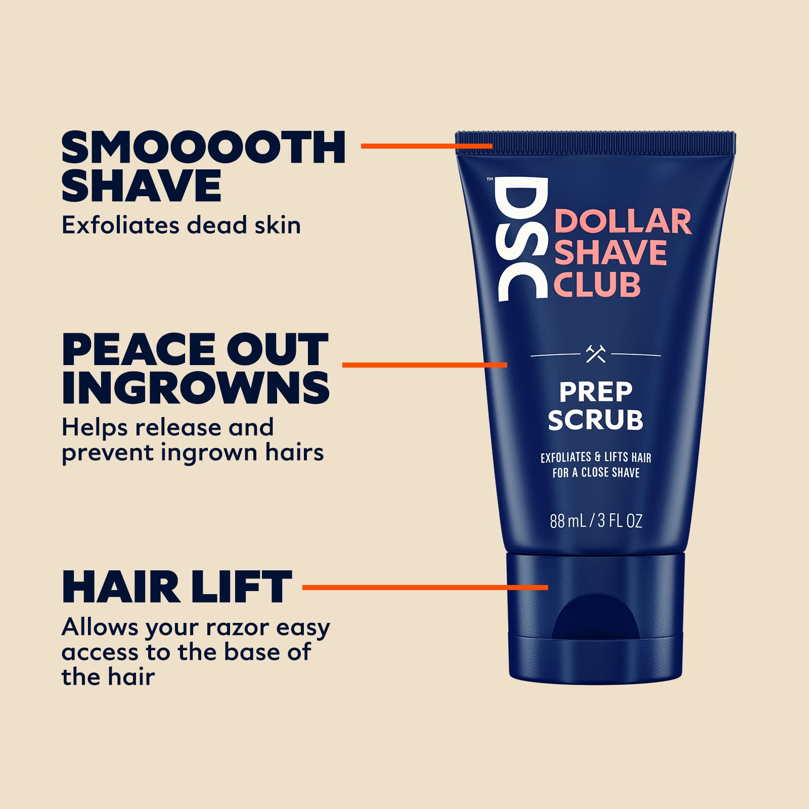 Dollar Shave Club Prep Scrub 3 oz (2 Pack) - Exfoliating Pre Shave Scrub for Men to Prevent Ingrown Hairs & Razor Bumps - Perfect for Sensitive Skin & Daily Shaving Routine