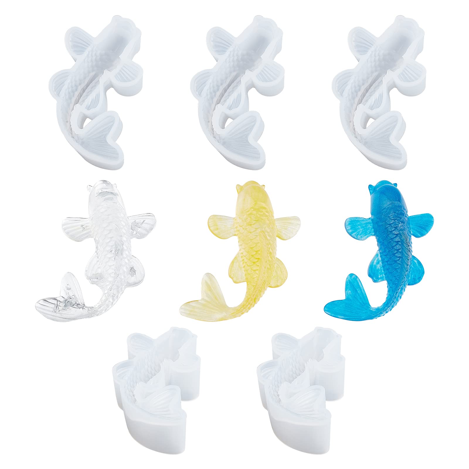 5-Piece Carp Silicone Resin Molds for Epoxy & UV Resin Casting - DIY Jewelry Making, Pendant, Keychain Craft Supplies (Perfect for Home Decor, Gift Making, and Art Projects)