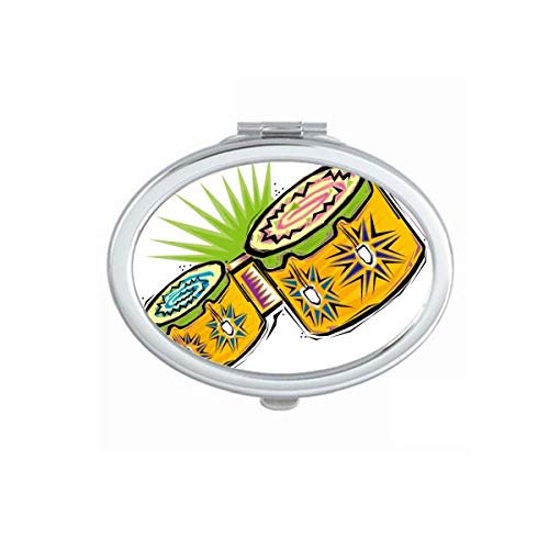 DIYthinker Mexican Culture Inspired Handheld Folding Mirror - Double Sided Portable Makeup Mirror with Instrument Illustration for Travel, Home & Vanity Use