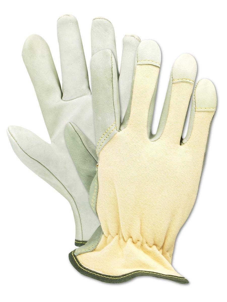 MAGID 1274DE-7 DuraMaster Goatskin Leather Palm Work Gloves with Jersey Back - Size 7 (12 Pack) - Durable Hand Protection for Construction, Landscaping & Heavy Duty Tasks