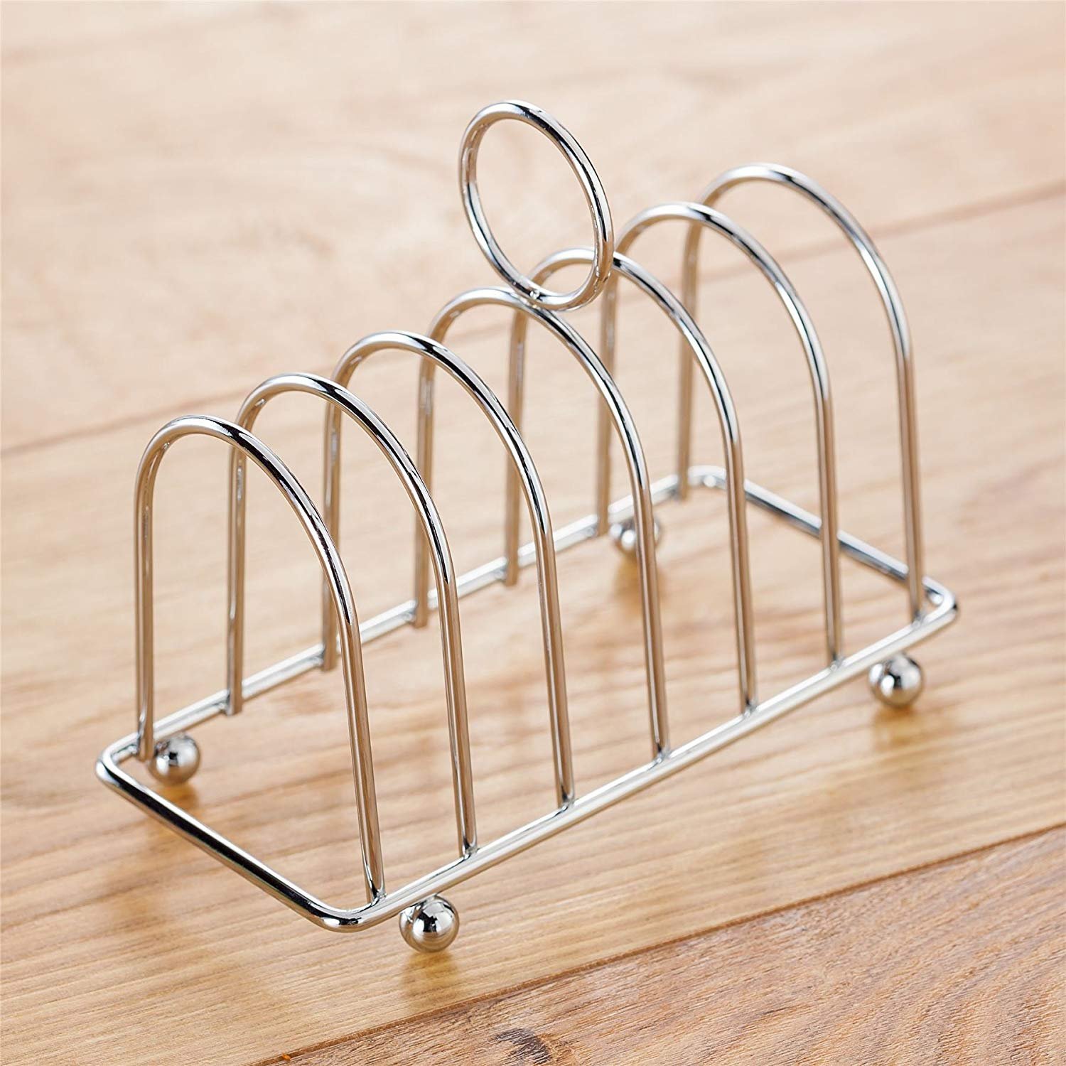 Stainless Steel 6-Slot Toast Bread Rack Holder - 12 x 14 x 6.5cm - Perfect for Kitchen Storage & Buffet Serving - Indian Home Decor Accessory