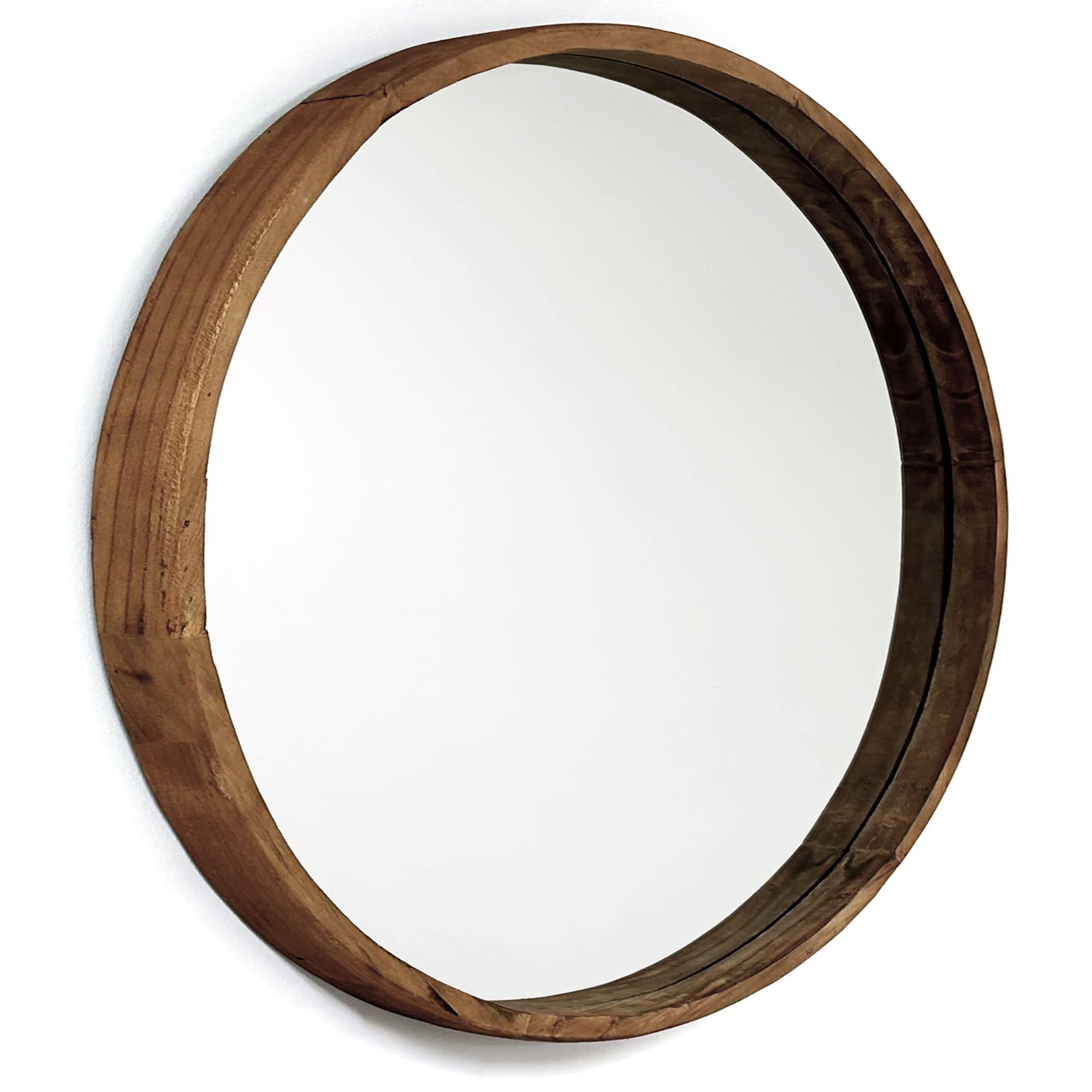 Rutledge & King Rustic Round Wall Mirror - Extra Large Midwood Circle Mirror for Bathroom, Living Room & Bedroom Decor - Farmhouse Style Decorative Mirror (1 Pack) - Perfect for Vanity, Entryway & Home Staging