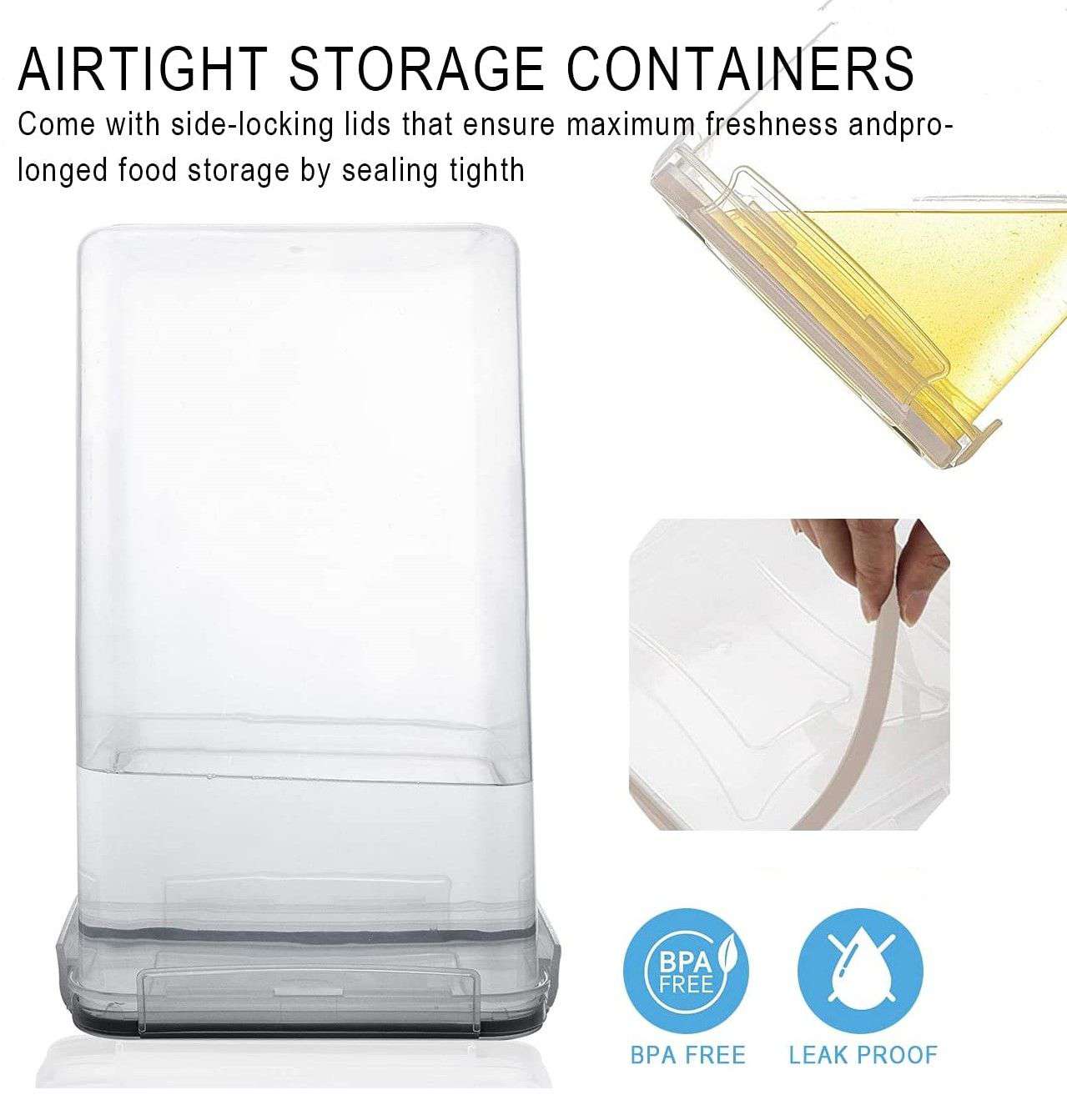 14-Piece Airtight Food Storage Containers Set - BPA-Free Plastic with Secure Locking Black Lids & Labels - Perfect for Kitchen Pantry Organization, Meal Prep, and Leftovers Storage