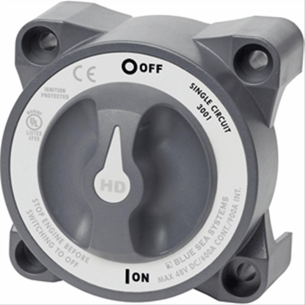 Blue Sea 3001 HD-Series Marine Battery Switch - Heavy Duty ON/OFF Single Circuit with AFD Protection - Perfect for Boats, RVs, and Off-Grid Power Systems