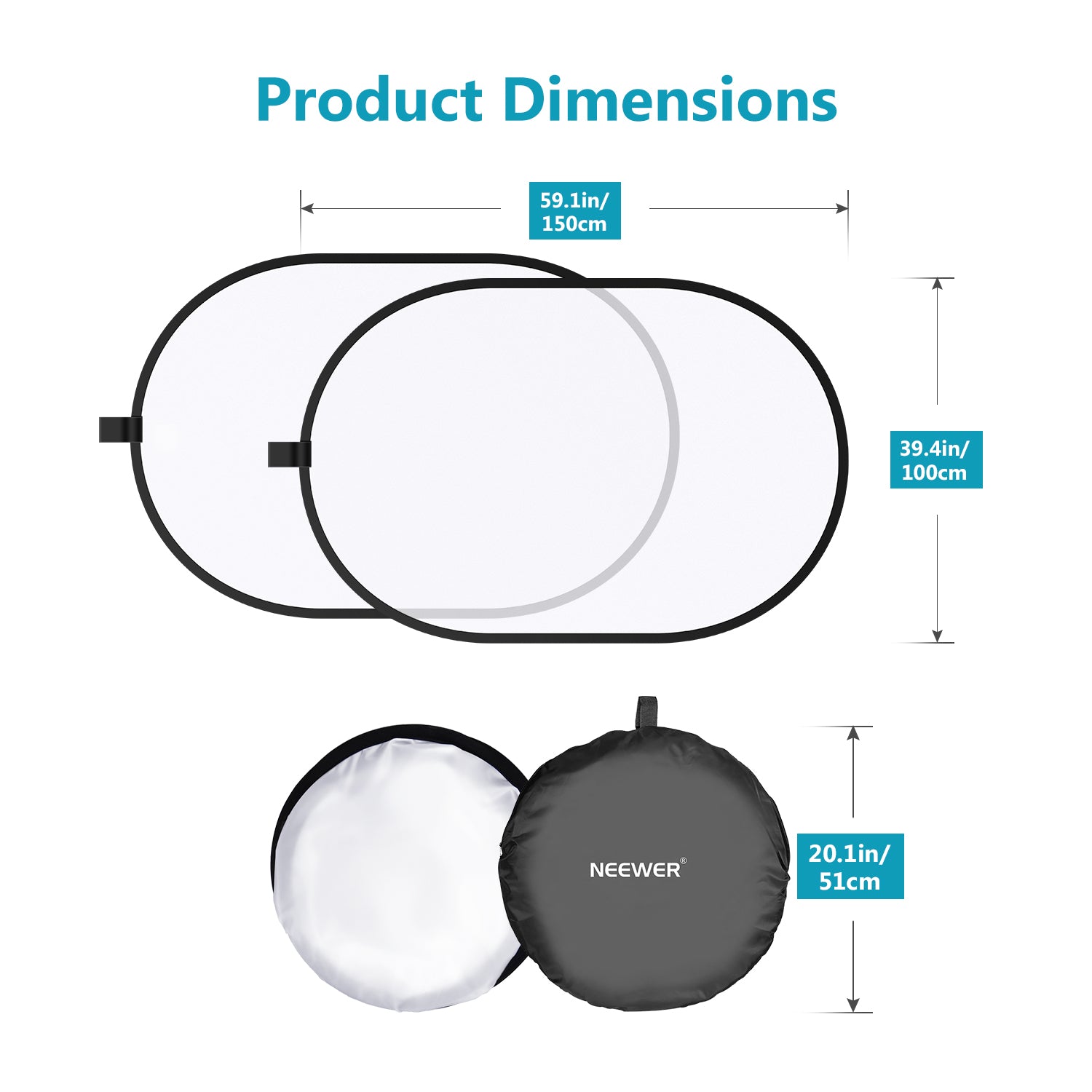 NEEWER 5x7FT / 1.5x2M Collapsible Photography Reflector - Perfect for Portrait, Product, and Studio Lighting (Gold/Silver/White/Black) - Ideal for Indoor & Outdoor Photo Shoots, YouTube Videos, and Professional Photography