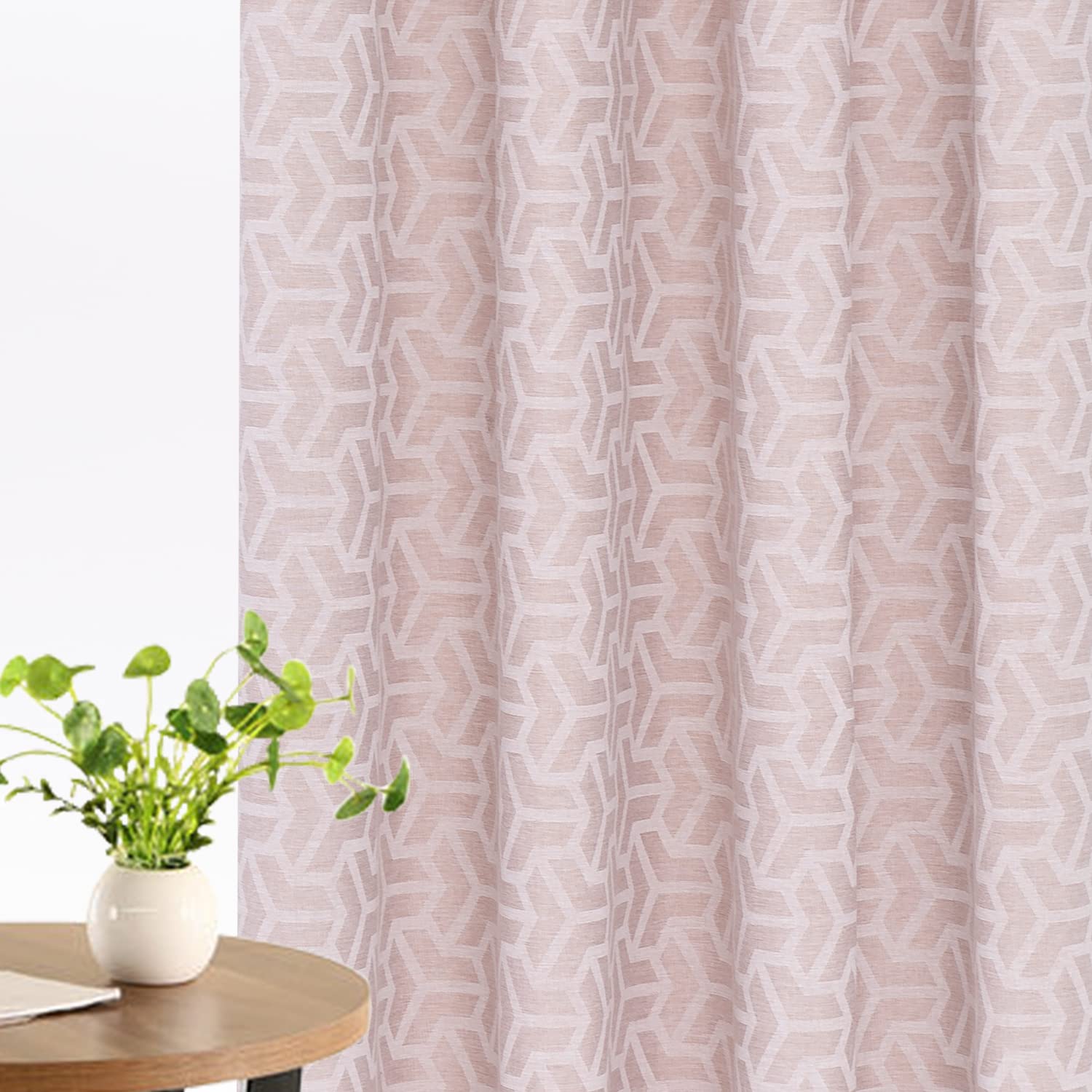 NAPEARL Linen Textured Window Curtains - Light Filtering Moroccan Drapes for Living Room & Bedroom, 84 Inch Length with Grommets, Set of 2 Panels in Light Khaki - Perfect for Home Decor, Privacy & Sun Protection