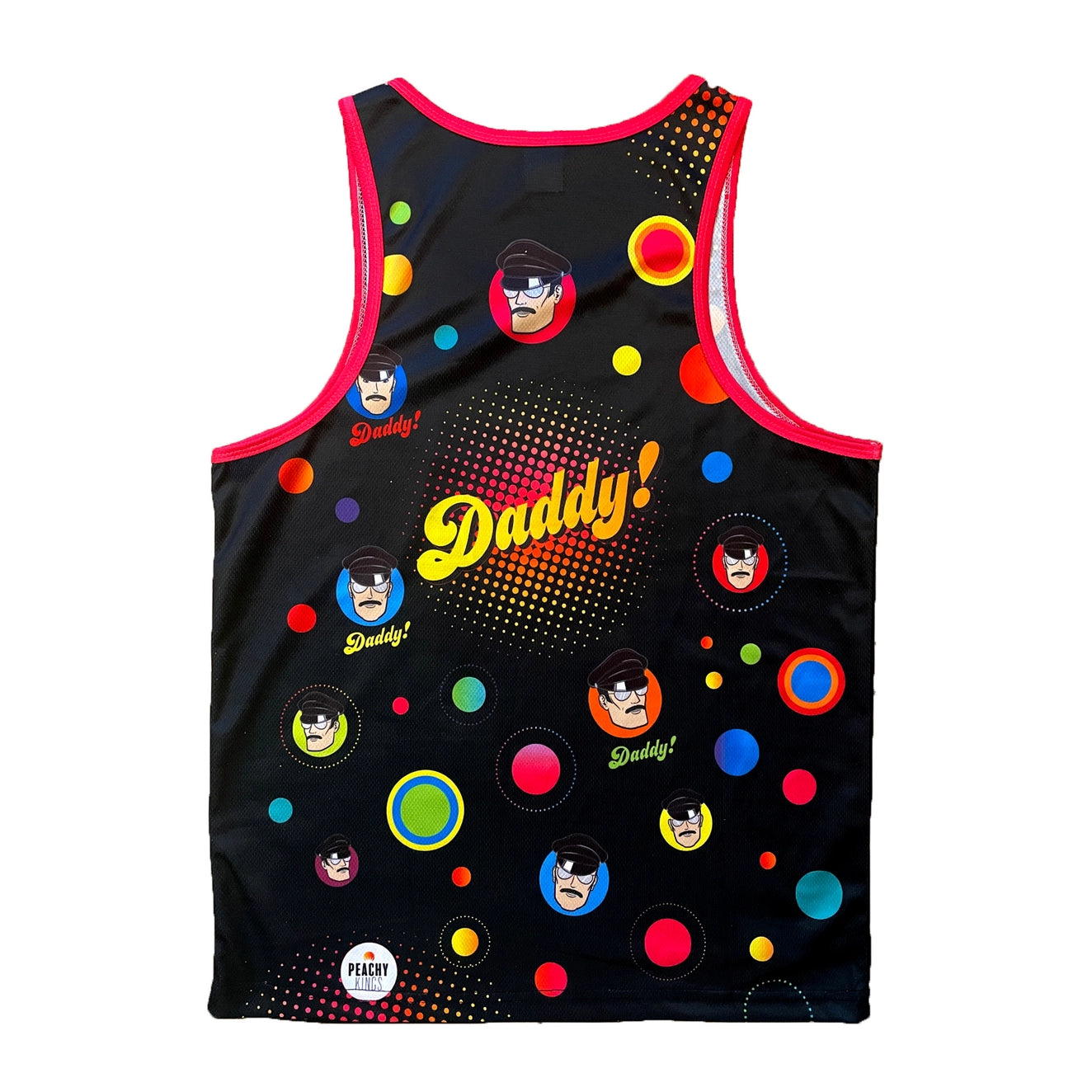 Peachy Kings Disco Daddy Mesh Tank Top for Men - Black Breathable Party Shirt for Concerts, Festivals & Nightclubs