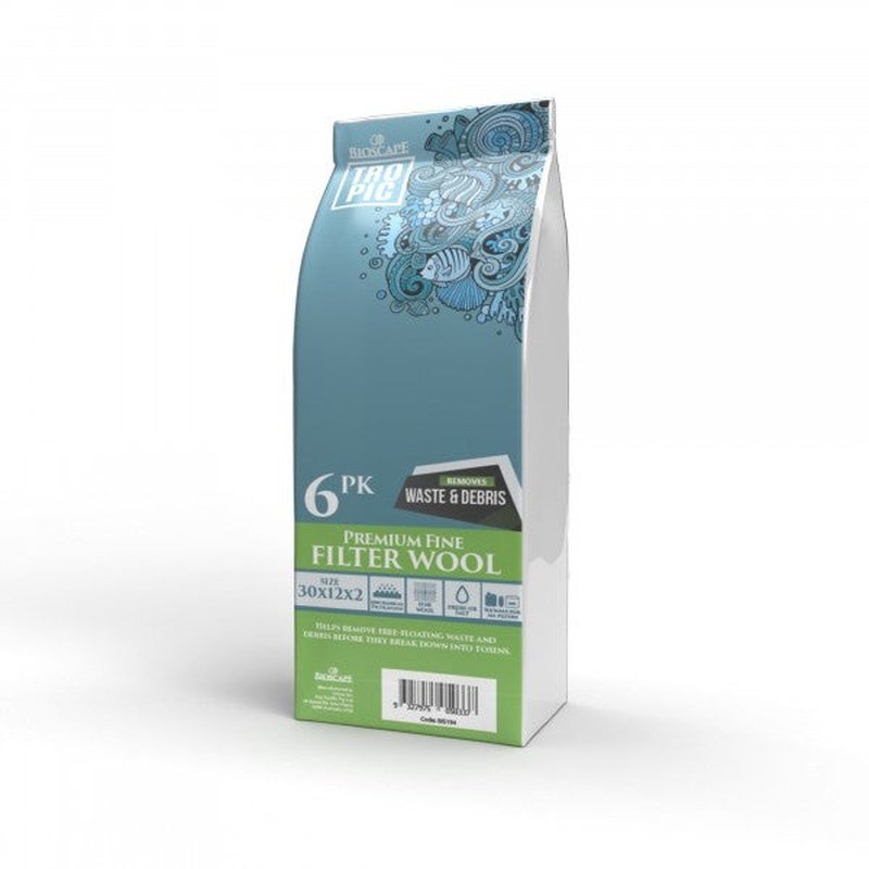 Bioscape Premium Fine Filter Wool 6 Pack - High Efficiency Aquarium Filter Media for Fish Tanks, Ponds & Water Filtration Systems - Perfect for Crystal Clear Water Maintenance