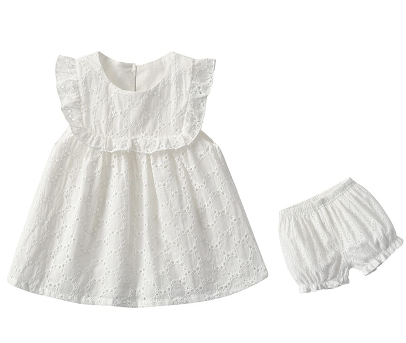 Baby Toddler Girl Princess Lace Sleeveless Dress & Shorts 2-Piece Outfit Set | Formal & Casual Wear | Birthday Party, Photo Shoot, Special Occasion