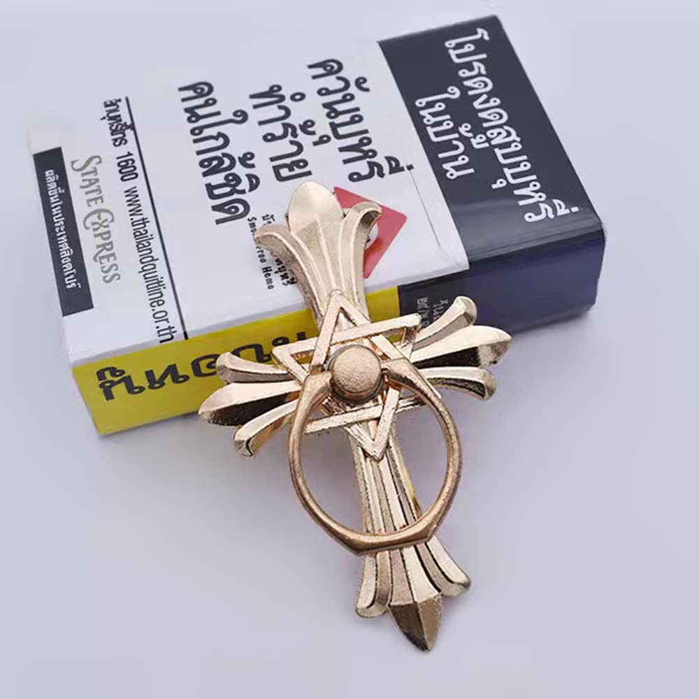 Christian Cross Phone Ring Holder Grip - Religious Cell Phone Finger Stand for iPhone & Android - Gold Catholic Phone Case Accessory for Secure Grip & Hands-Free Viewing (Perfect for Daily Commute, Church, and Travel)