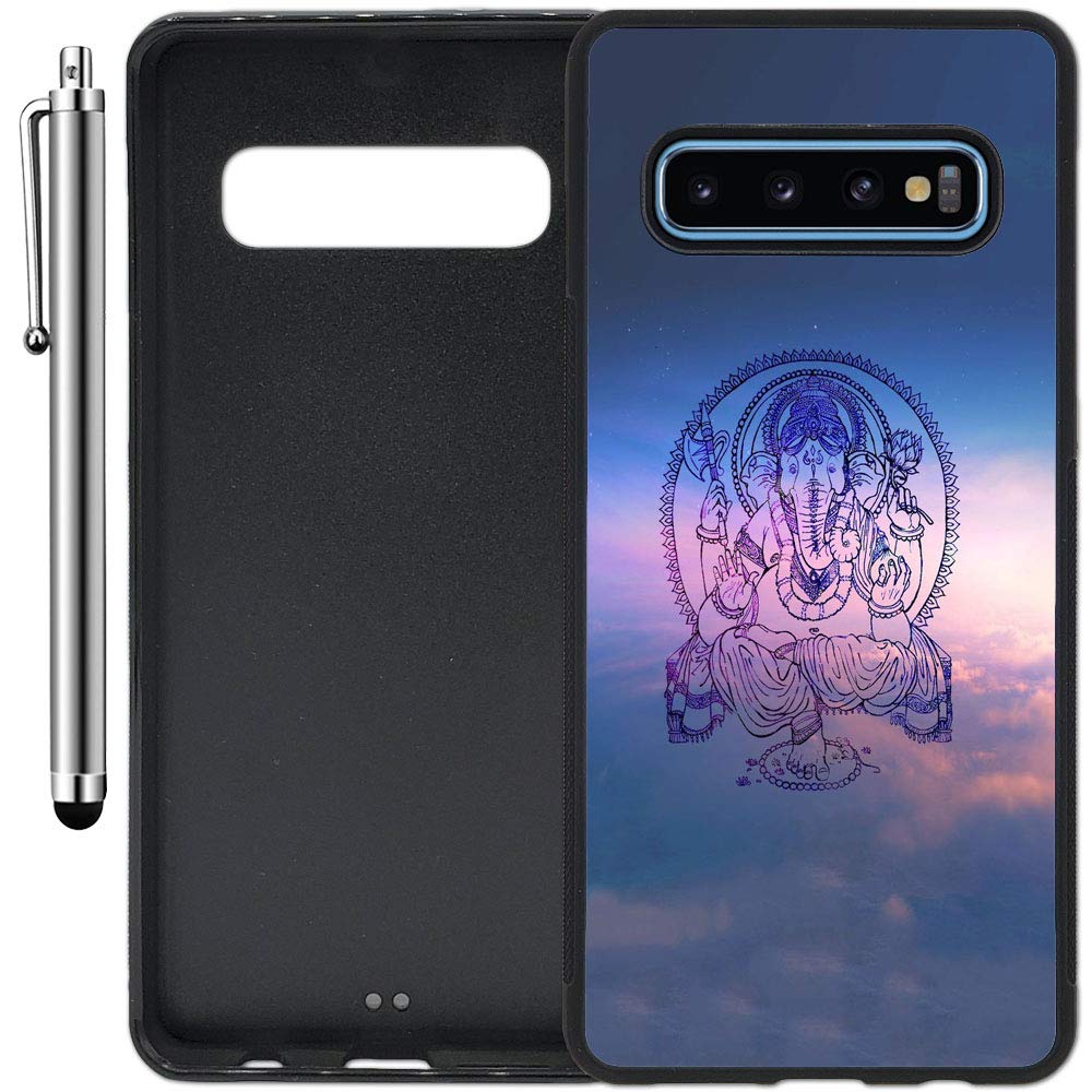 Custom Galaxy S10 Case - Edge-to-Edge Rubber Cover with Ganesh Blessing Sky Design | Ultra Slim & Lightweight | Includes Stylus Pen | Perfect for Daily Protection & Spiritual Style | by Innosub