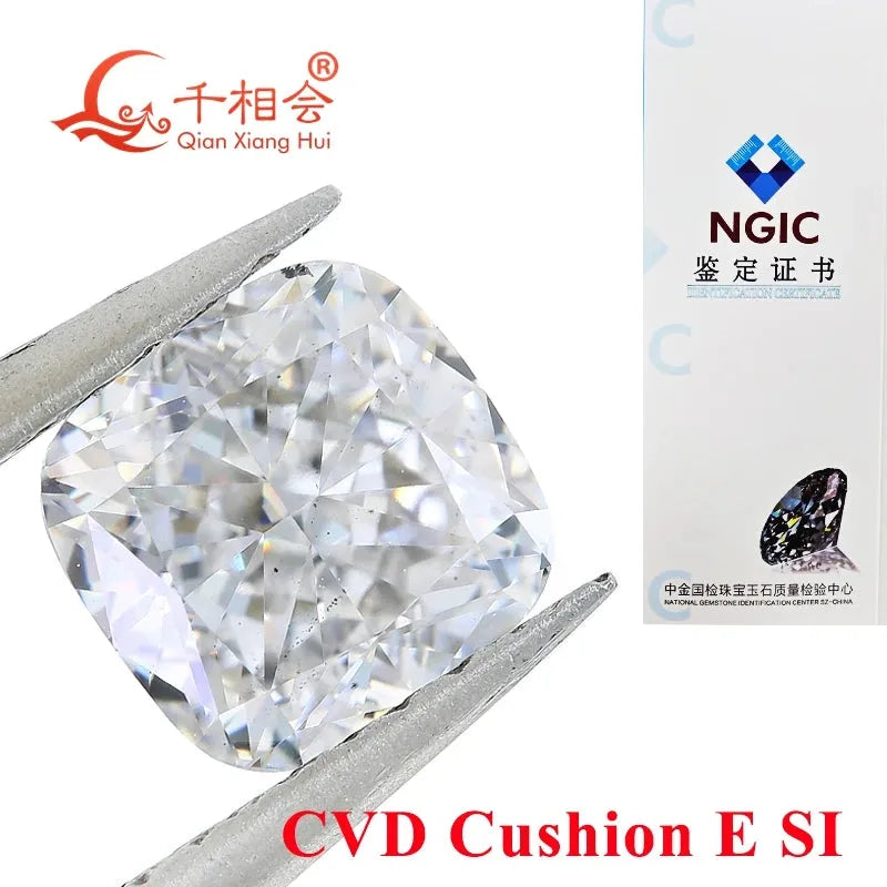 1.3CT CVD Lab Grown Diamond - E Color, SI Clarity, Cushion Cut, GEMID Certified Loose Stone for Engagement Rings & Fine Jewelry