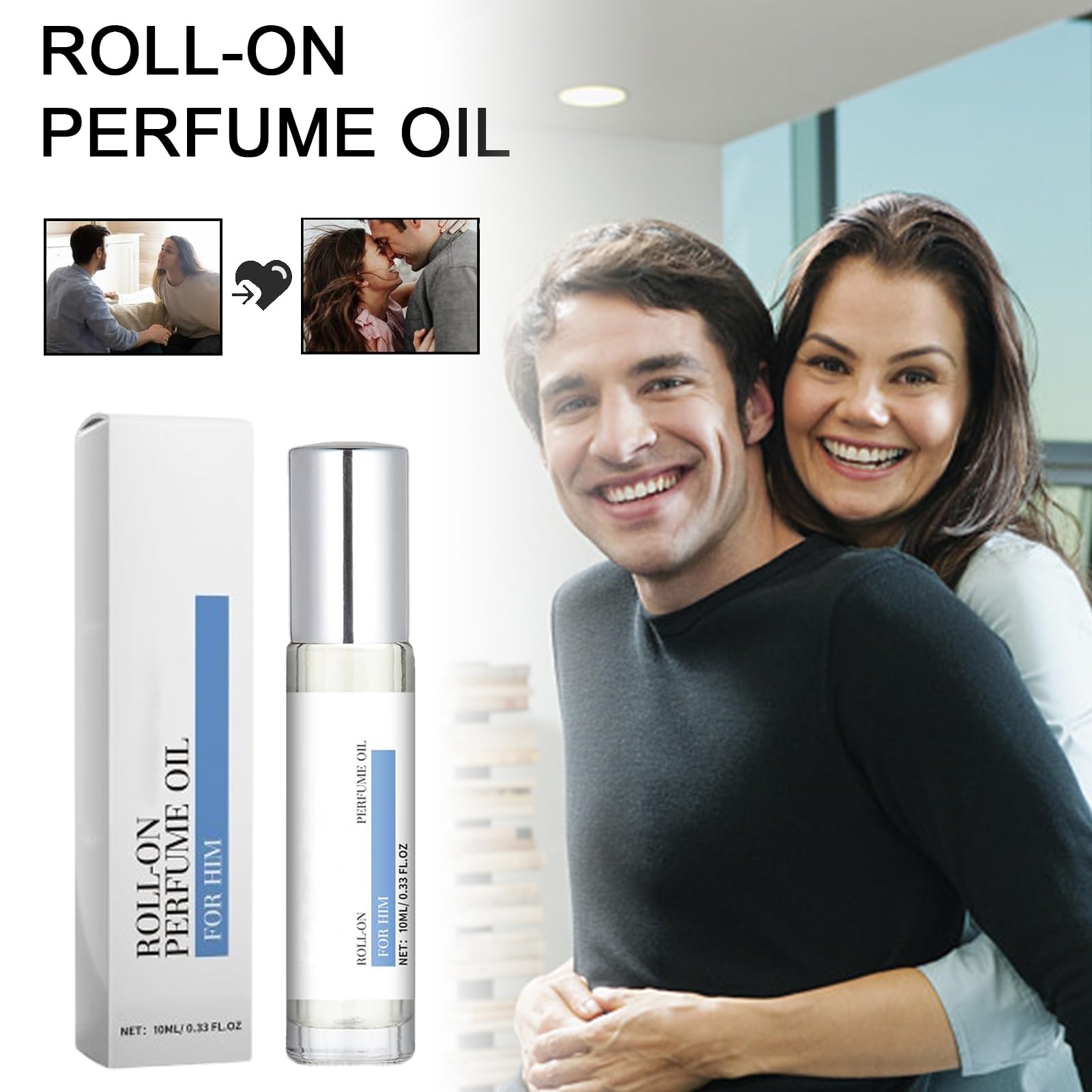 Premium Box Rose Perfume Oil for Men - Valentine's Day Gift, Long-Lasting Roll-On Fragrance, Portable Cologne for Him - Perfect for Date Nights, Office & Special Occasions