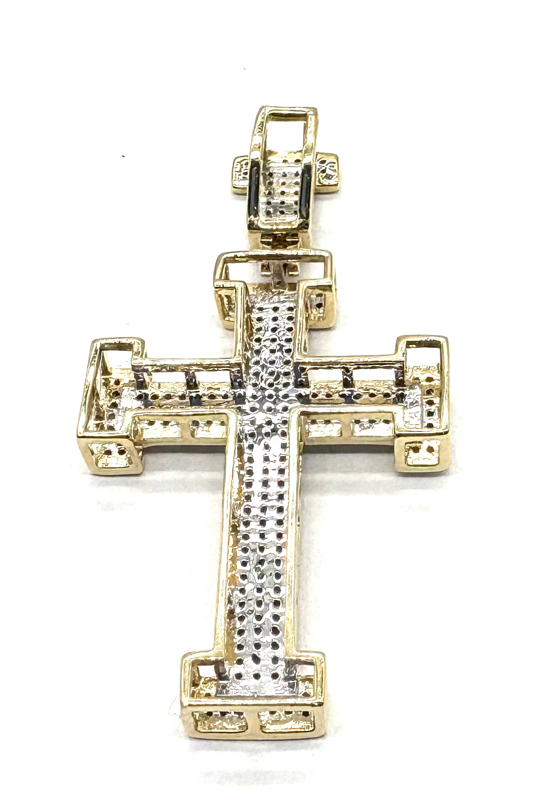 14K Gold Diamond Pave Bar Cross Pendant Necklace for Women - Elegant Religious Jewelry Gift for Baptism, Confirmation & Everyday Wear