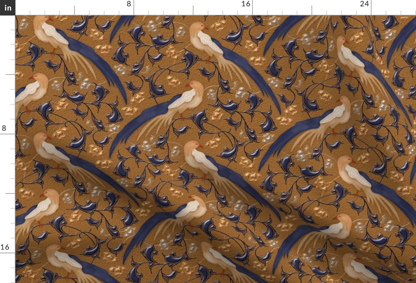 Victorian Birds Tan Blue Printed Minky Fabric by The Yard - Soft Plush for Sewing Baby Blankets, Quilt Backing & DIY Home Decor - Perfect for Nursery, Crafts & Cozy Projects