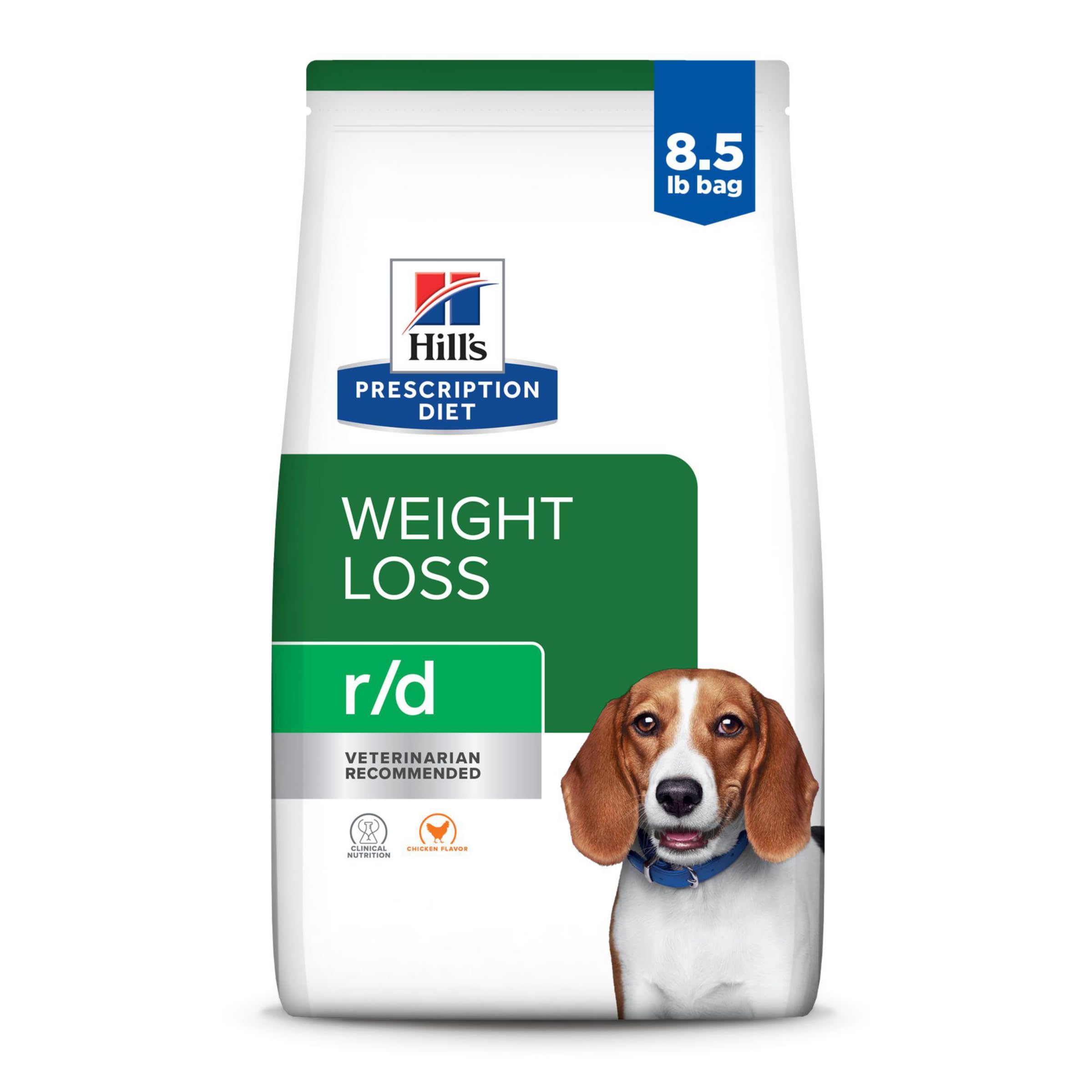 Hill's Prescription Diet r/d Weight Reduction Dry Dog Food - Chicken Flavor, Veterinary Diet for Overweight Dogs, 8.5 lb Bag - Perfect for Weight Management & Healthy Lifestyle