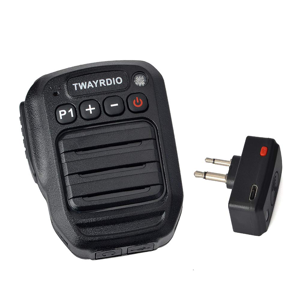 TWAYRDIO Bluetooth Walkie Talkie Microphone - Wireless Shoulder Speaker Mic for Motorola Ham Radio with 2-Pin Earphone Jack - Perfect for Outdoor Adventures, Construction Sites & Security Teams