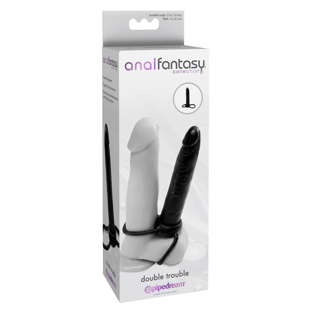 Anal Fantasy Collection Double Trouble DP Cock & Ball Ring Dildo - Dual Pleasure Adult Toy for Couples & Solo Play - Perfect for BDSM, Roleplay & Spicing Up Your Sex Life