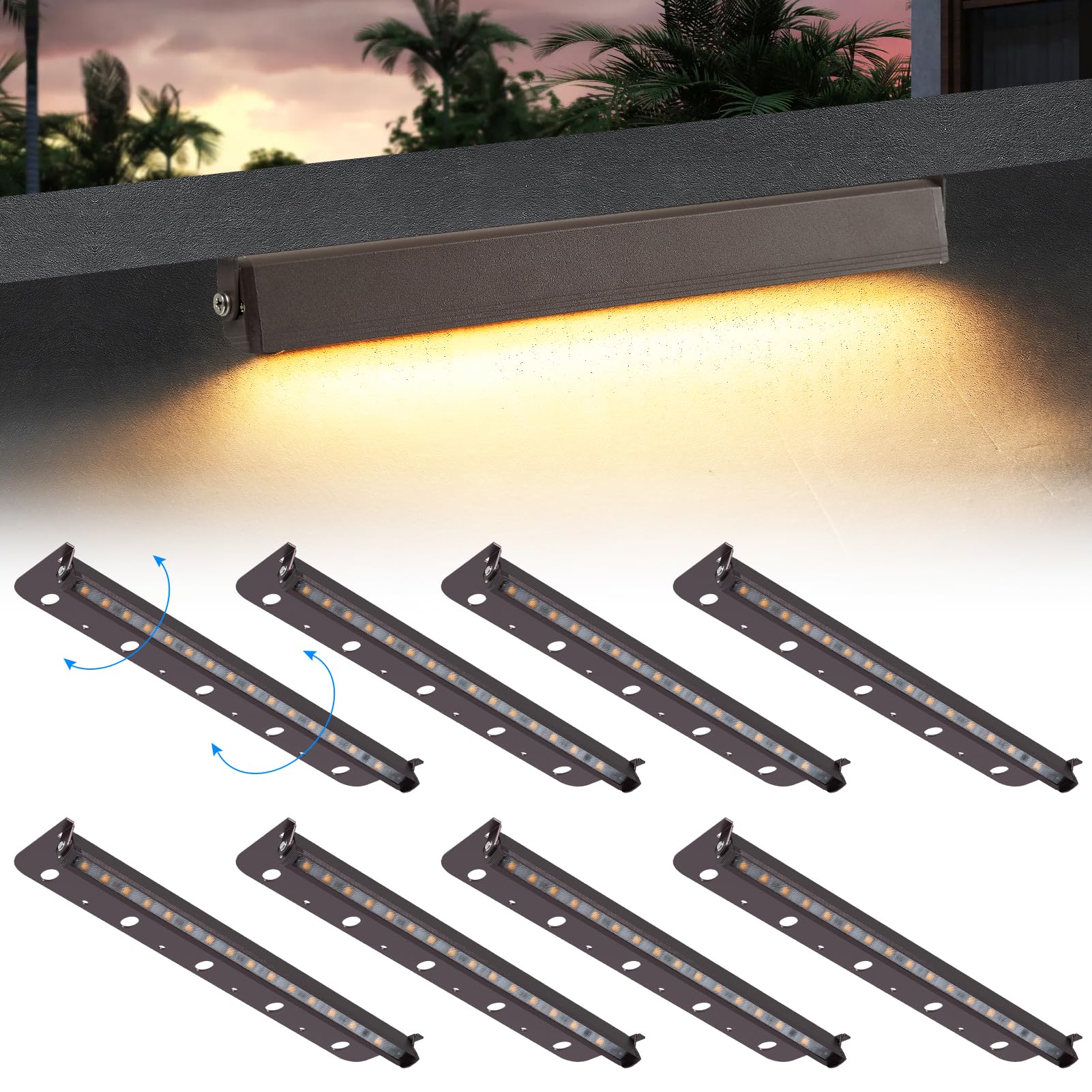8-Pack 12V Low Voltage LED Hardscape Paver Lights - 12 Inch 5W Waterproof Outdoor Landscape Lighting - 2700K Warm White for Retaining Walls, Steps & Pathways - 50,000 Hours Lifespan - Perfect for Garden, Patio and Driveway Illumination