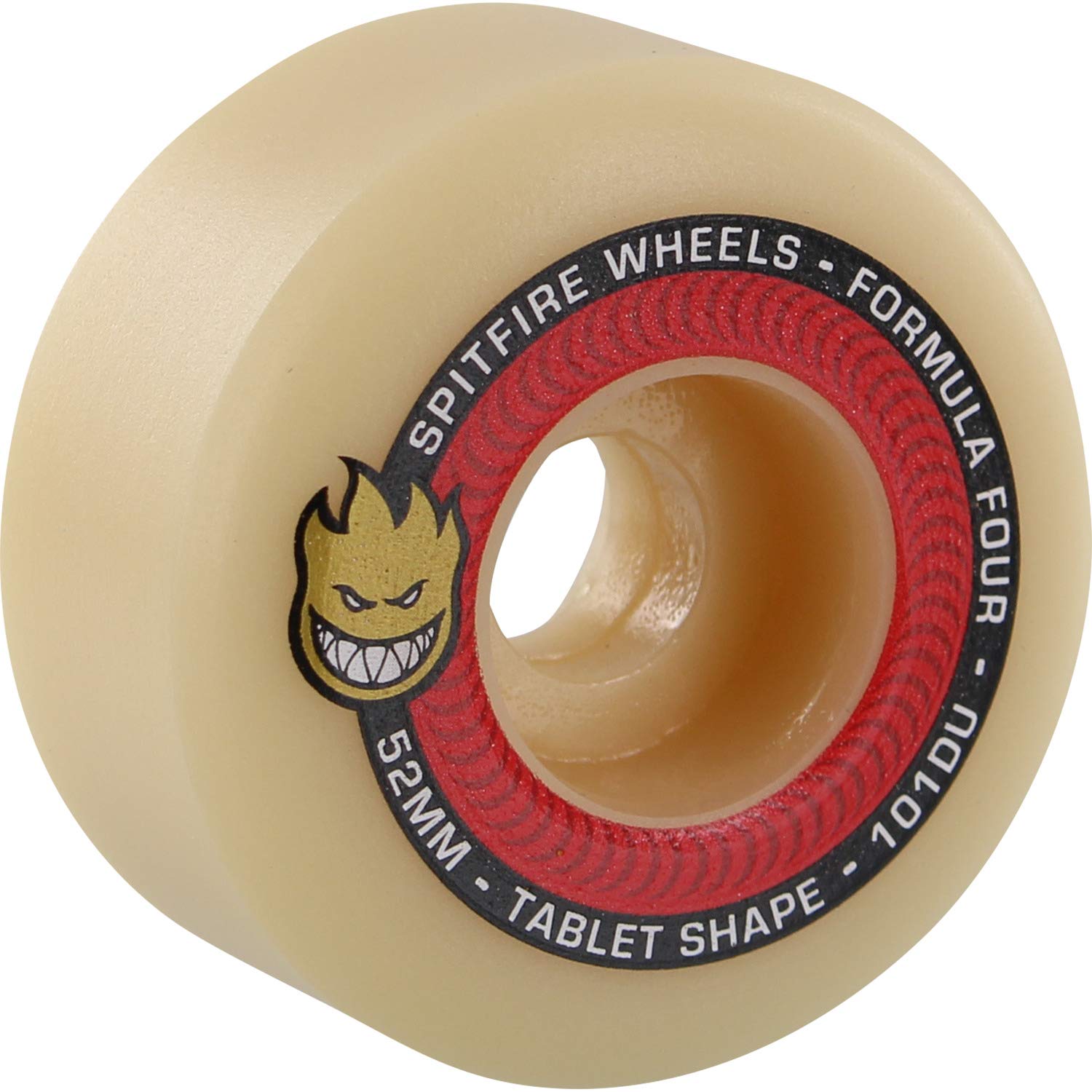 Spitfire Formula Four 52mm 101a Skateboard Wheels - Natural/Red (Set of 4) | High-Performance Wheels for Street & Park Skateboarding