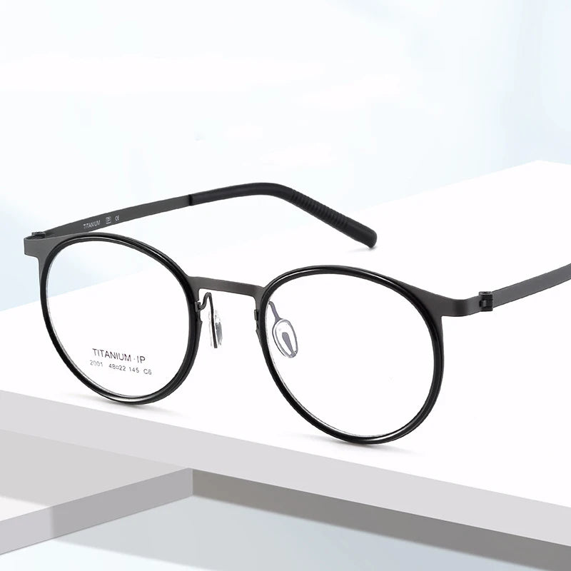 Bclear Women's Full Rim Round Titanium Eyeglasses L2001 - Lightweight & Durable Eyewear for Work, Reading & Fashion